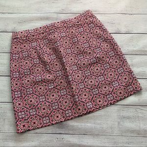 J. Crew Pink Print Cotton Skirt Size 8